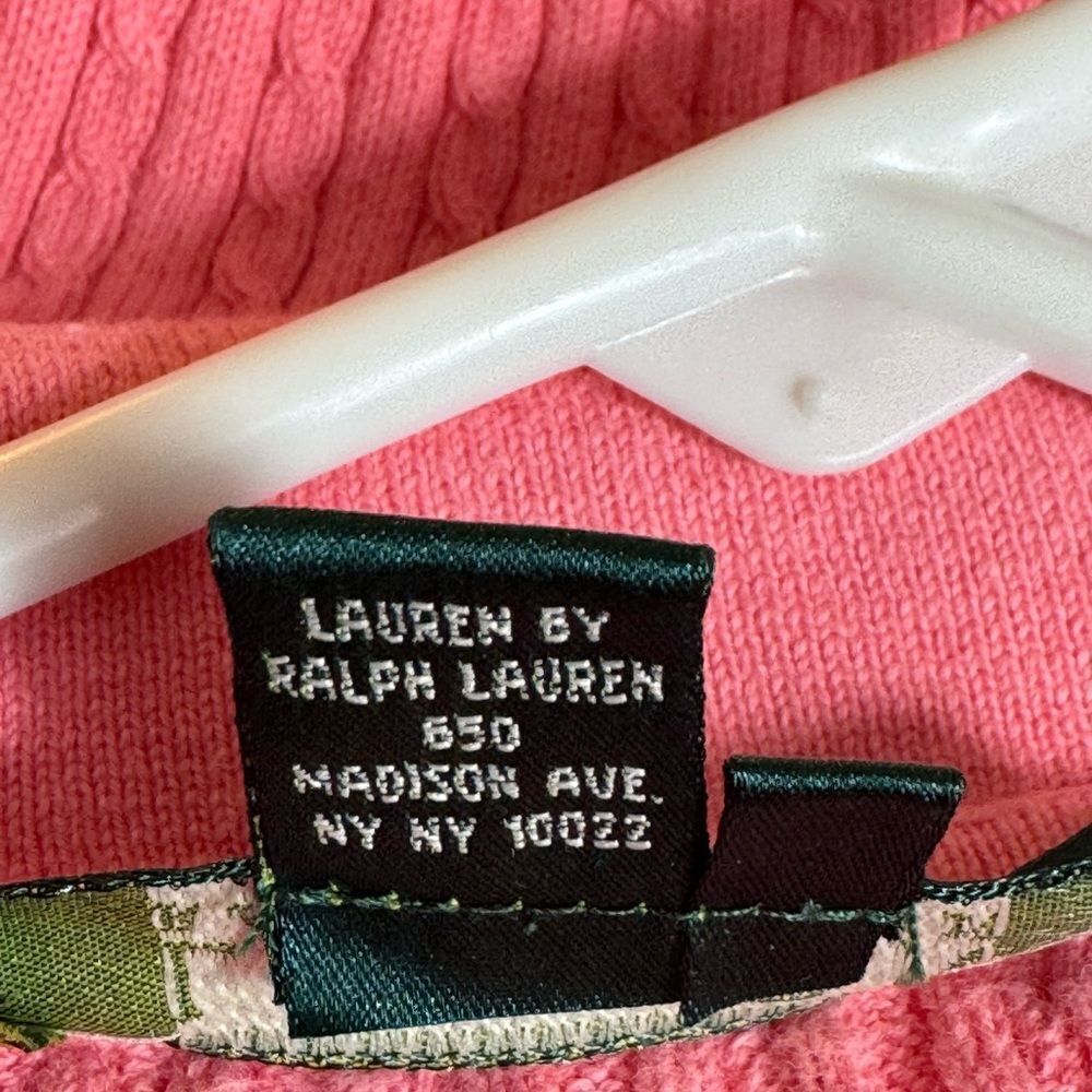 Lauren Ralph Lauren Pink Cable Knit Short Sleeve Polo Sweater - Picture 14 of 15